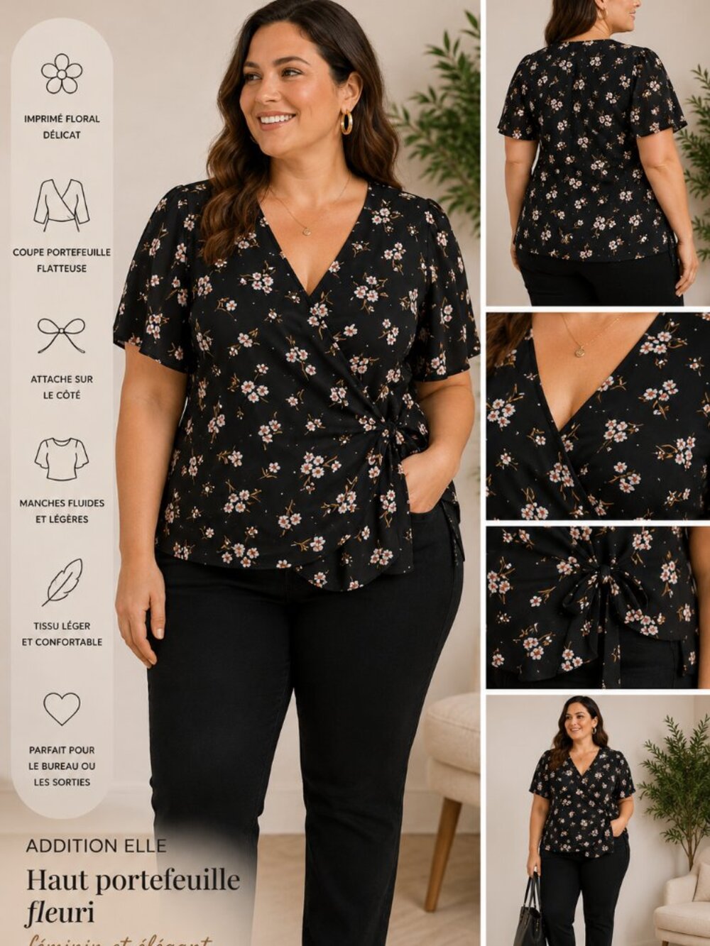 Floral Print Wrap Blouse